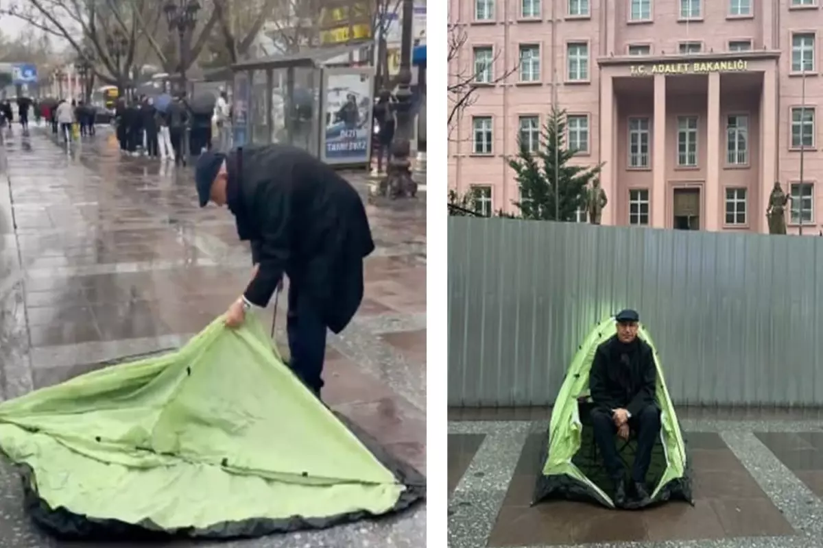 CHP’li Mahmut Tanal tutuklu öğrenciler için Adalet Bakanlığı önünde çadır kurdu, polis müdahale etti